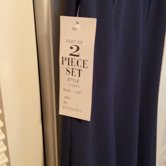 Navy Blue  Sleeveless Dress with Jacket - Jacket Dress - Picture 11 of 14